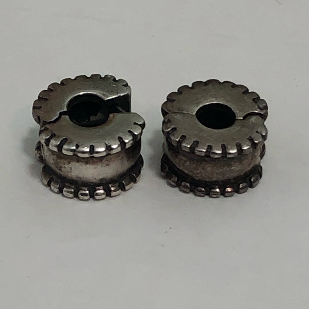 Lot Of 2  Sterling Silver Pandora Clip on Spacer Charm